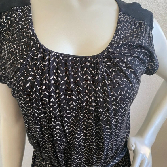 ❤️ Ann Taylor LOFT Womens Dress Sz XSmall Black Beige Chevron Stripes Sleeveless - Picture 4 of 12